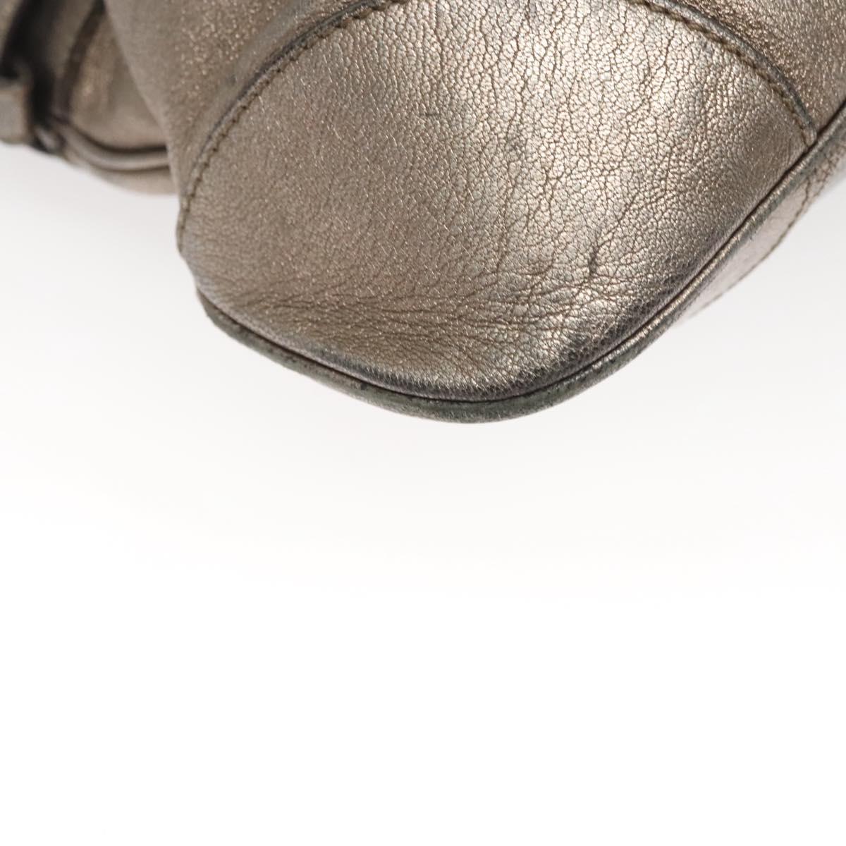 Salvatore Ferragamo Gancini Marissa Shoulder Bag Leather Silver Auth fm4685