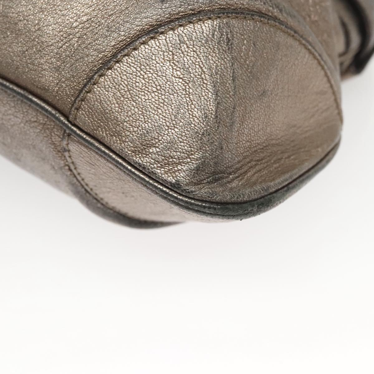 Salvatore Ferragamo Gancini Marissa Shoulder Bag Leather Silver Auth fm4685