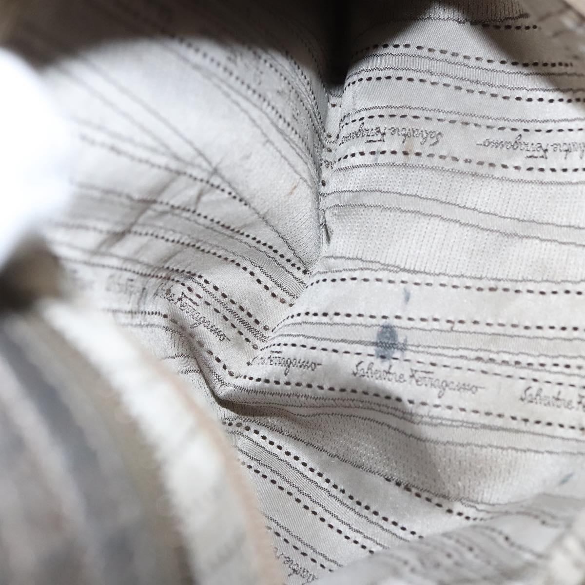 Salvatore Ferragamo Gancini Marissa Shoulder Bag Leather Silver Auth fm4685