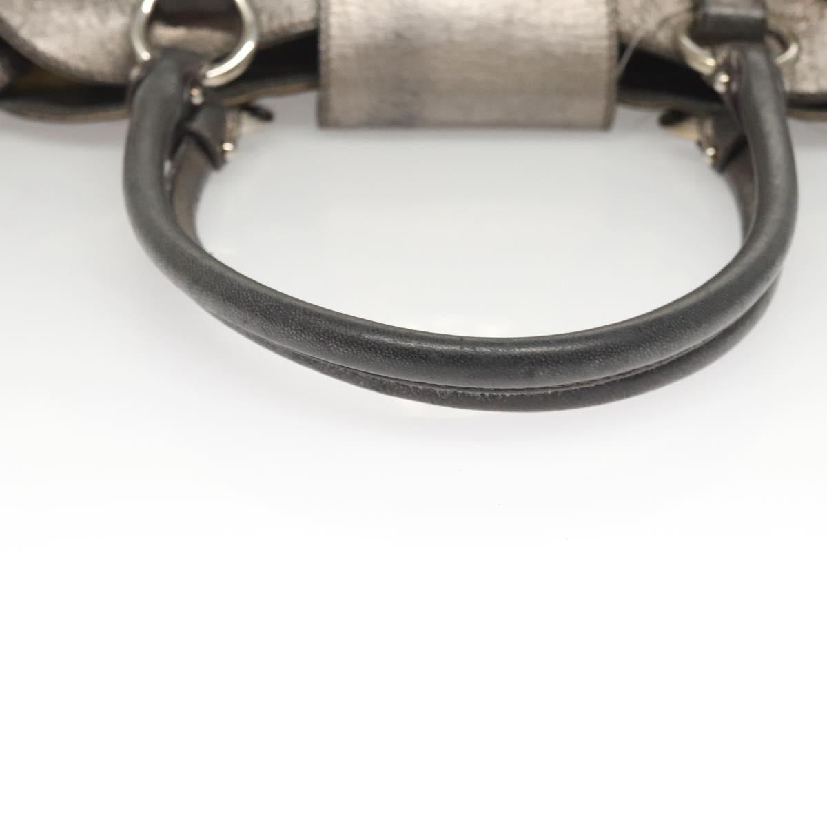 Salvatore Ferragamo Gancini Marissa Shoulder Bag Leather Silver Auth fm4685