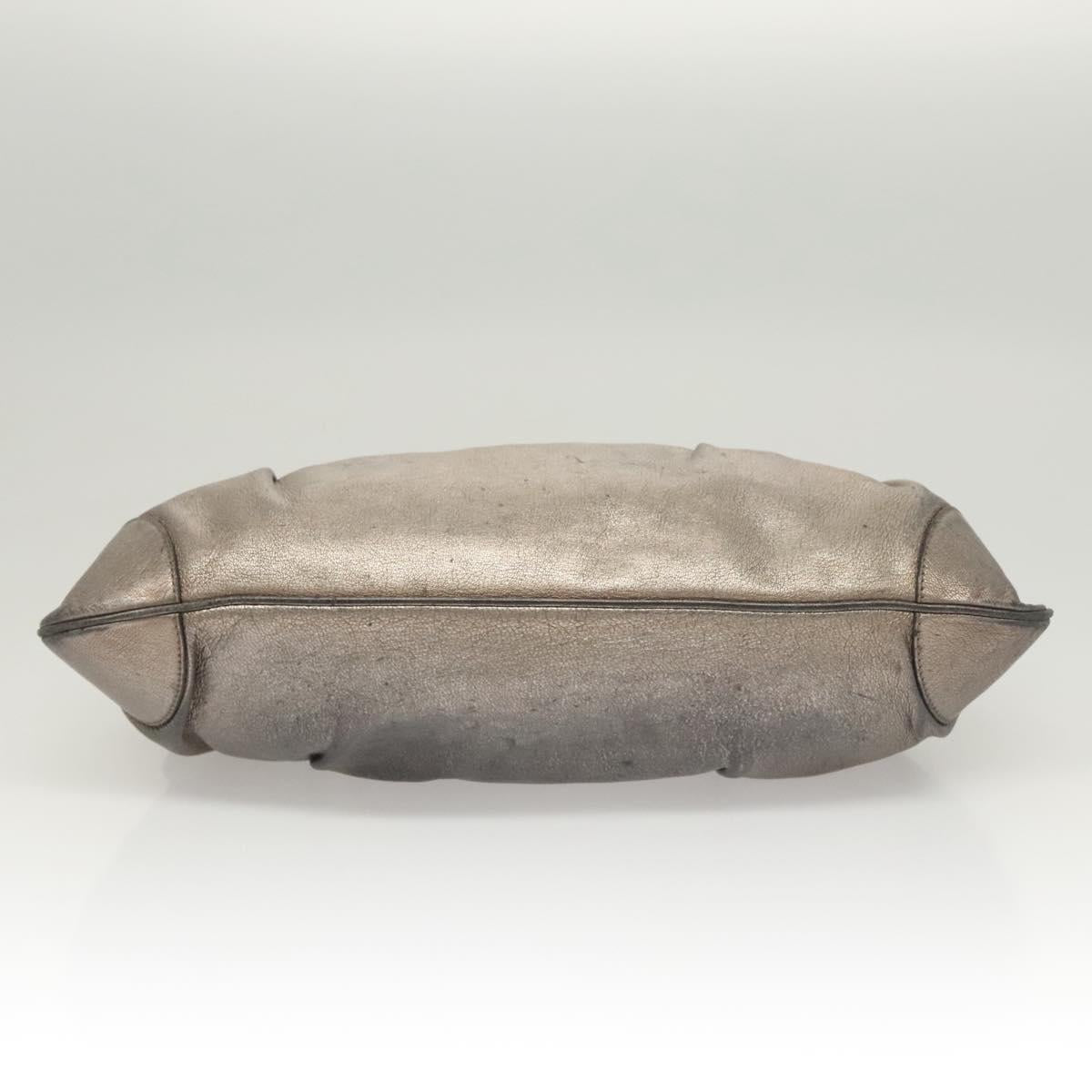 Salvatore Ferragamo Gancini Marissa Shoulder Bag Leather Silver Auth fm4685