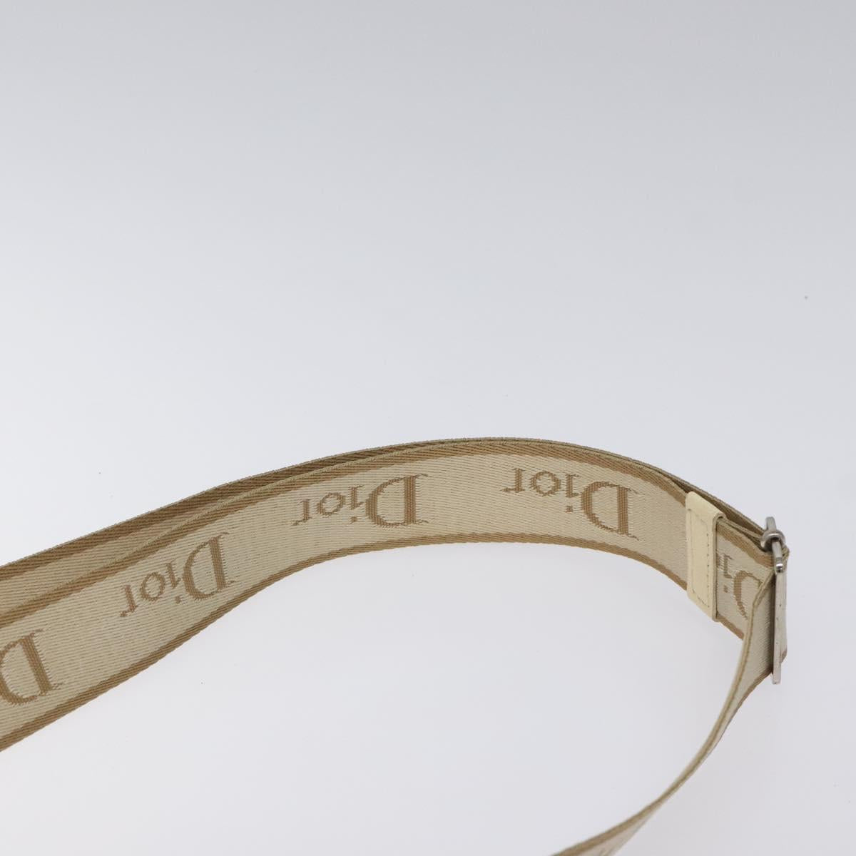 Christian Dior Trotter Canvas Flower Shoulder Bag Beige Silver Auth fm4695