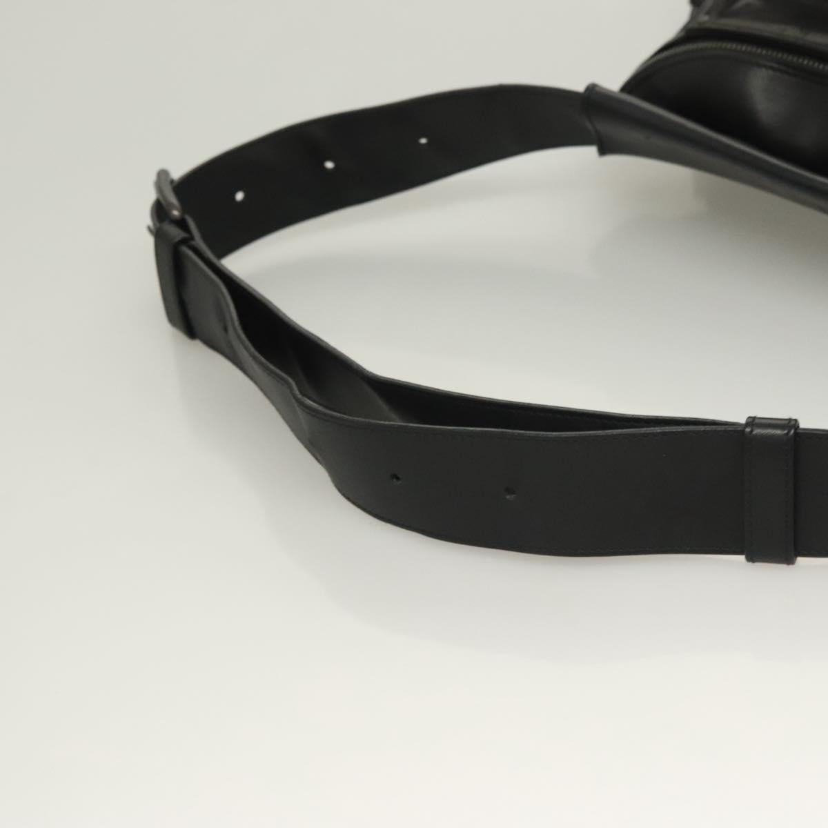 BOTTEGAVENETA INTRECCIATO Waist bag Leather Black 121604 Auth fm4696