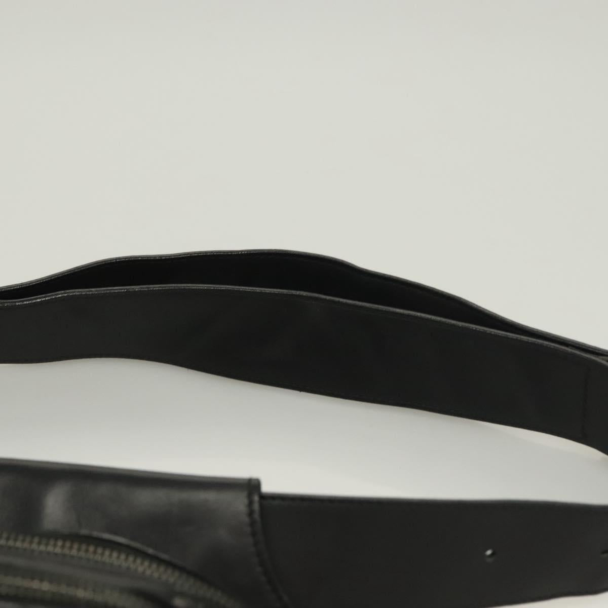 BOTTEGAVENETA INTRECCIATO Waist bag Leather Black 121604 Auth fm4696