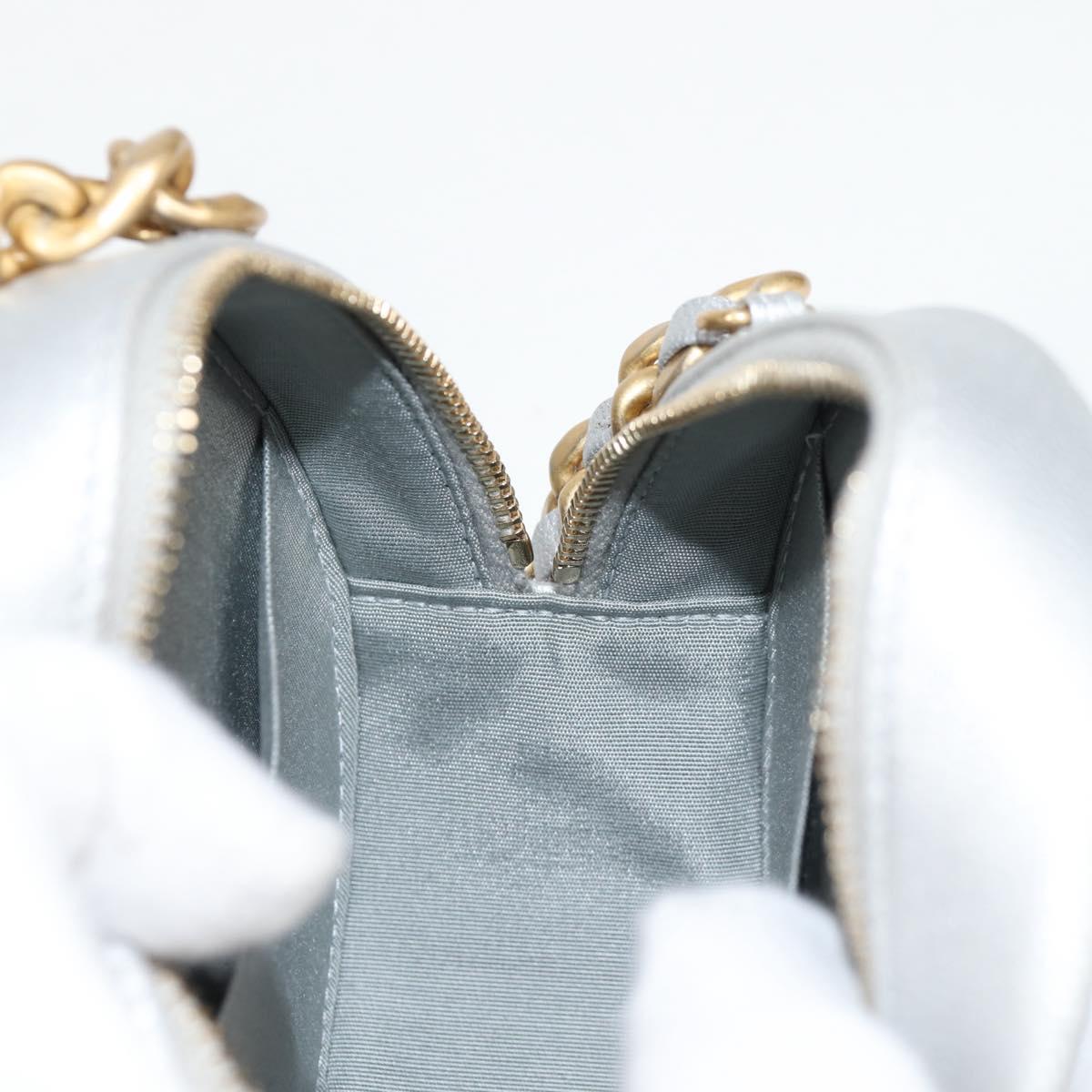 CHANEL Chain Chanel 19 Shoulder Bag Lamb Skin Gold Silver CC Auth fm4698M