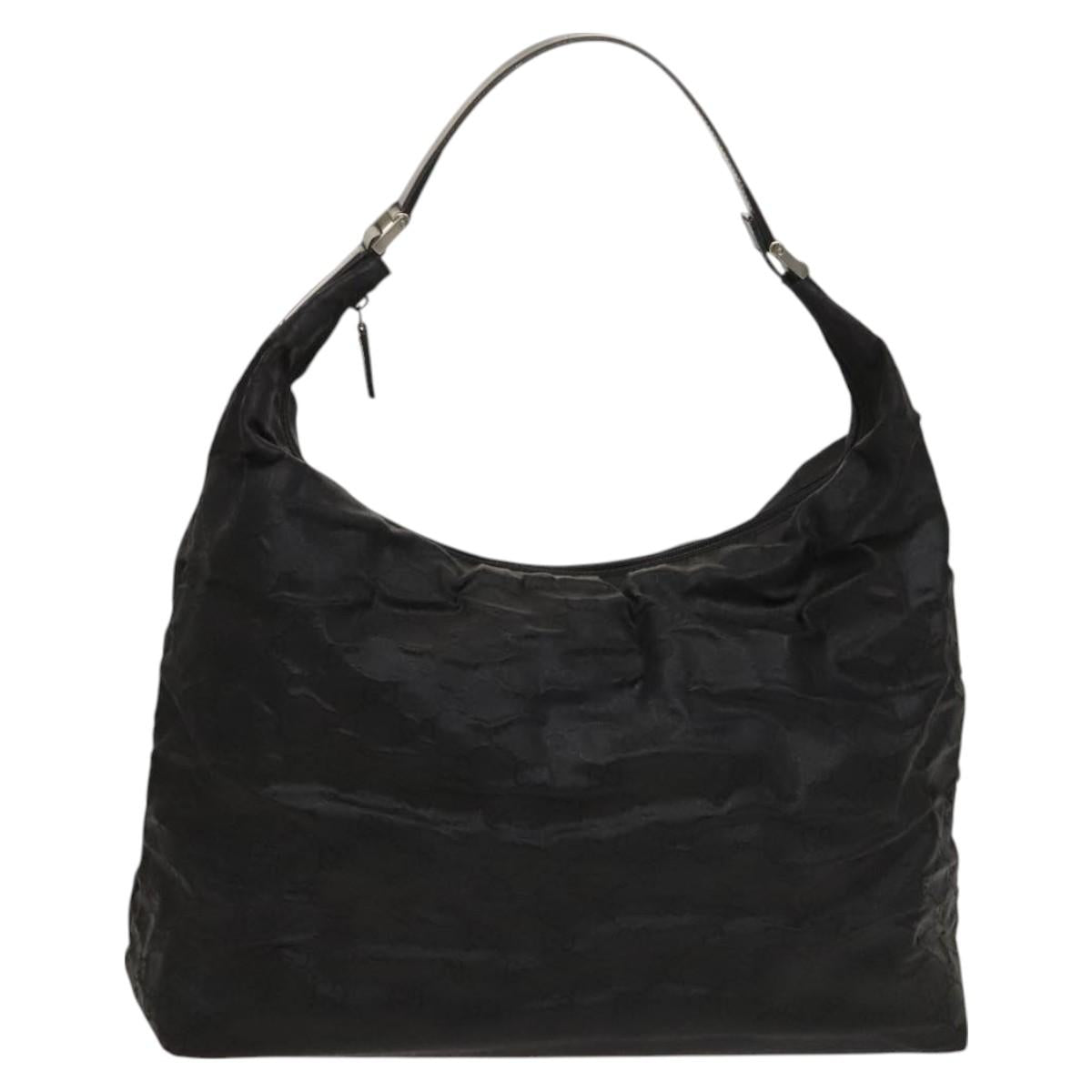 GUCCI GG Canvas Shoulder Bag Nylon Black Silver 012 0384 08 2123 Auth fm4703
