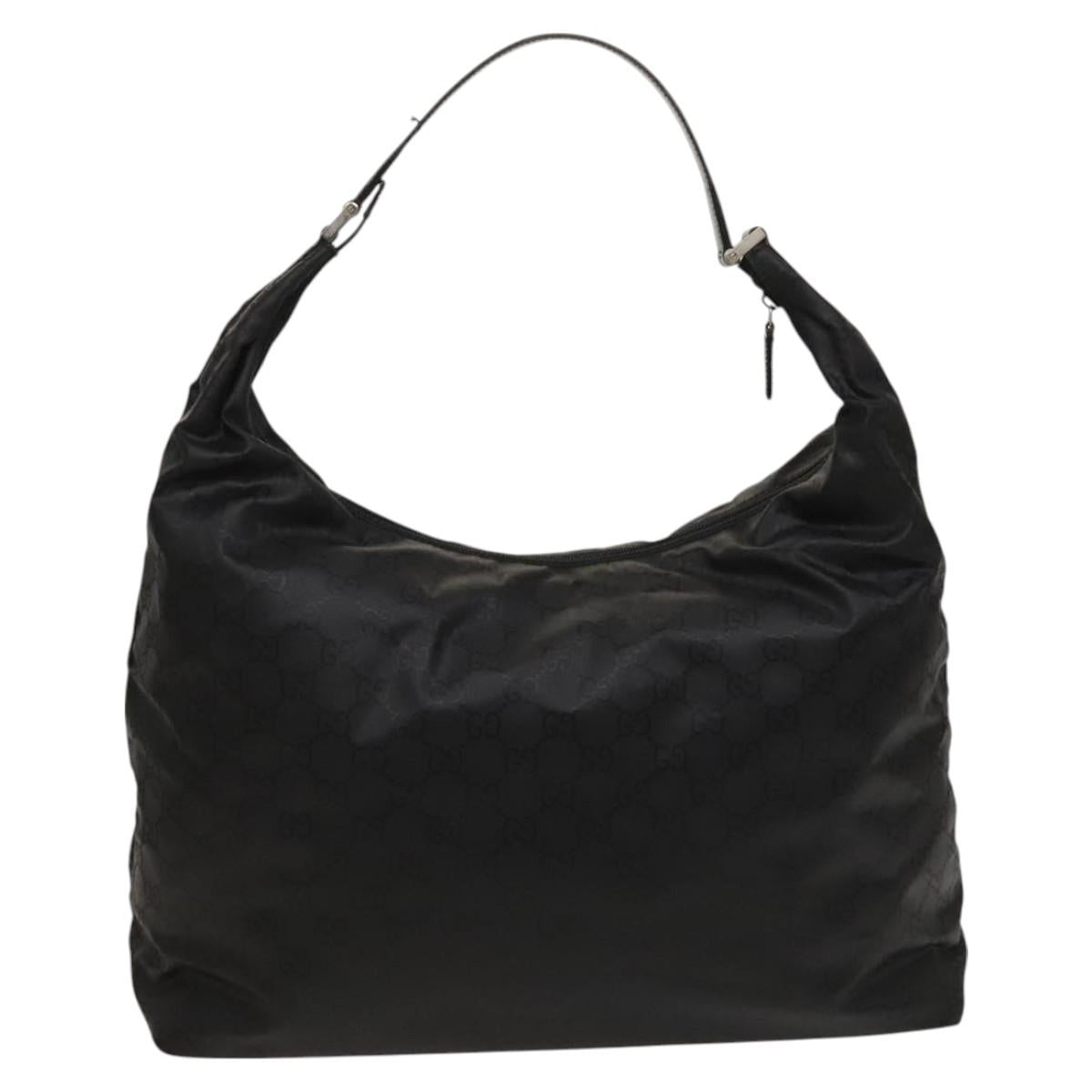 GUCCI GG Canvas Shoulder Bag Nylon Black Silver 012 0384 08 2123 Auth fm4703