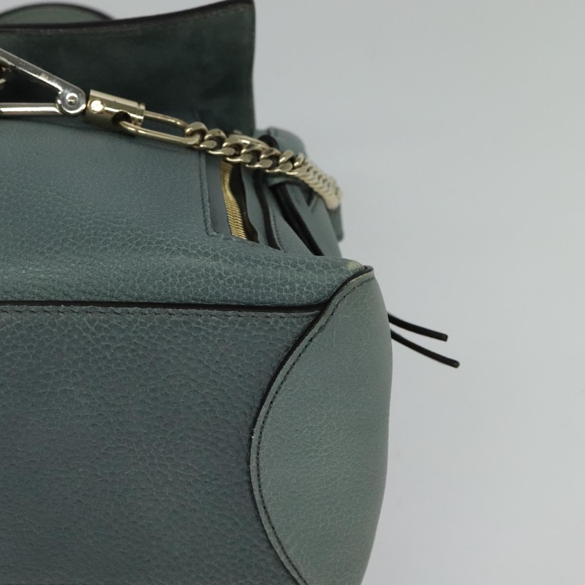 Chloe Fayday Hand Bag Leather 2way Green Gold Auth fm4705