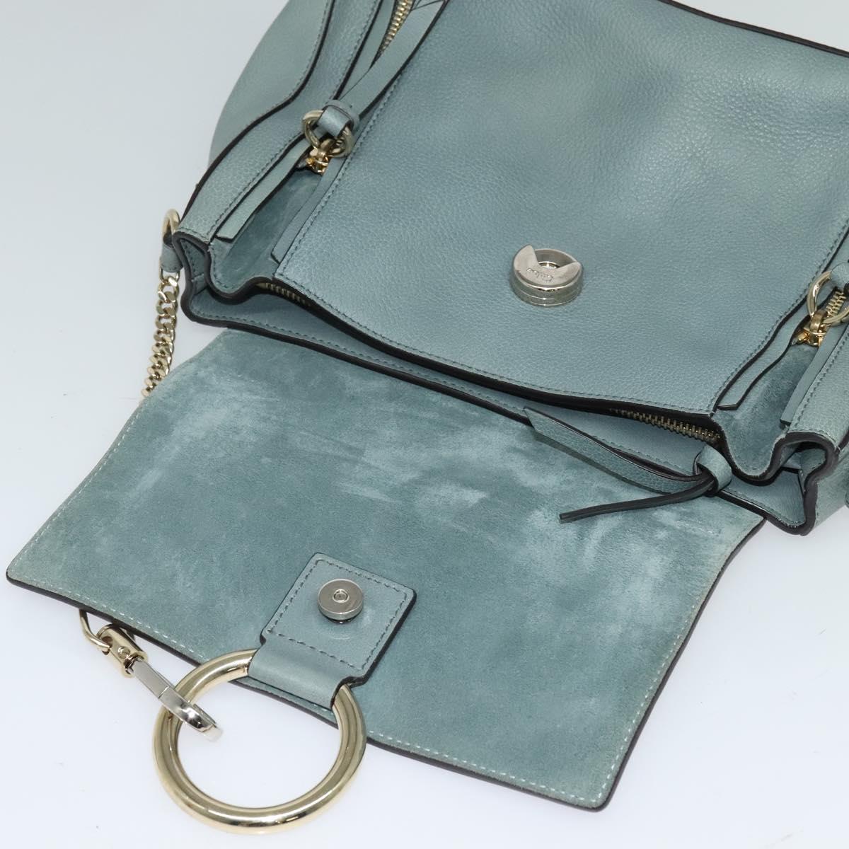 Chloe Fayday Hand Bag Leather 2way Green Gold Auth fm4705