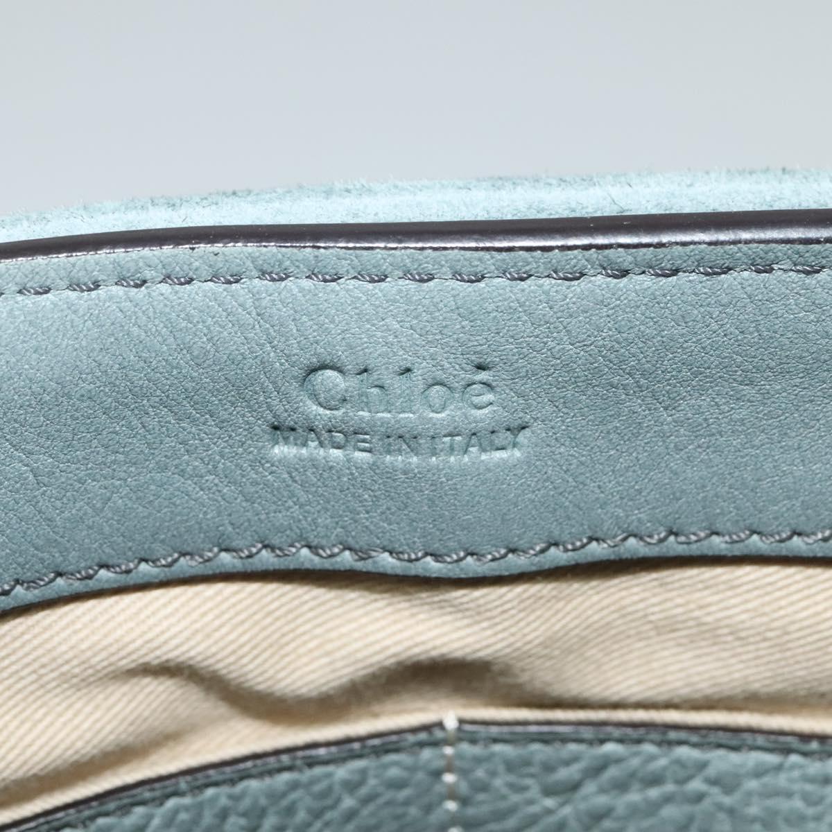 Chloe Fayday Hand Bag Leather 2way Green Gold Auth fm4705