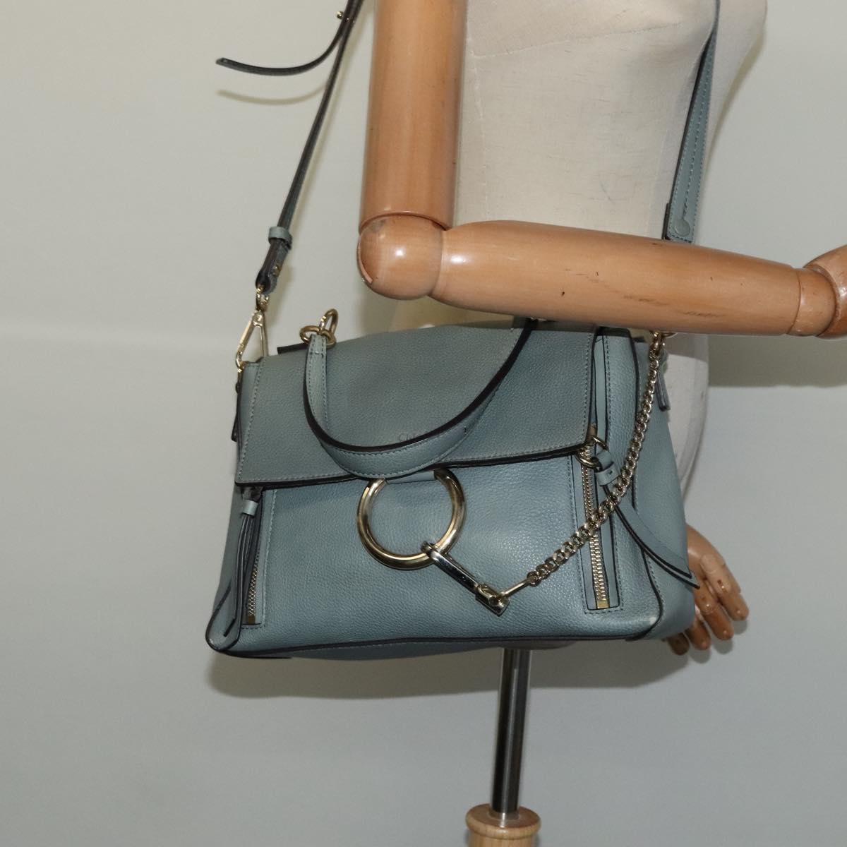 Chloe Fayday Hand Bag Leather 2way Green Gold Auth fm4705