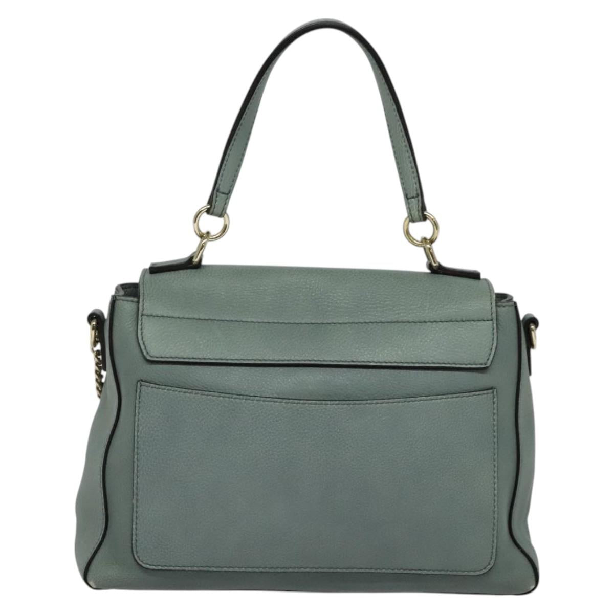 Chloe Fayday Hand Bag Leather 2way Green Gold Auth fm4705