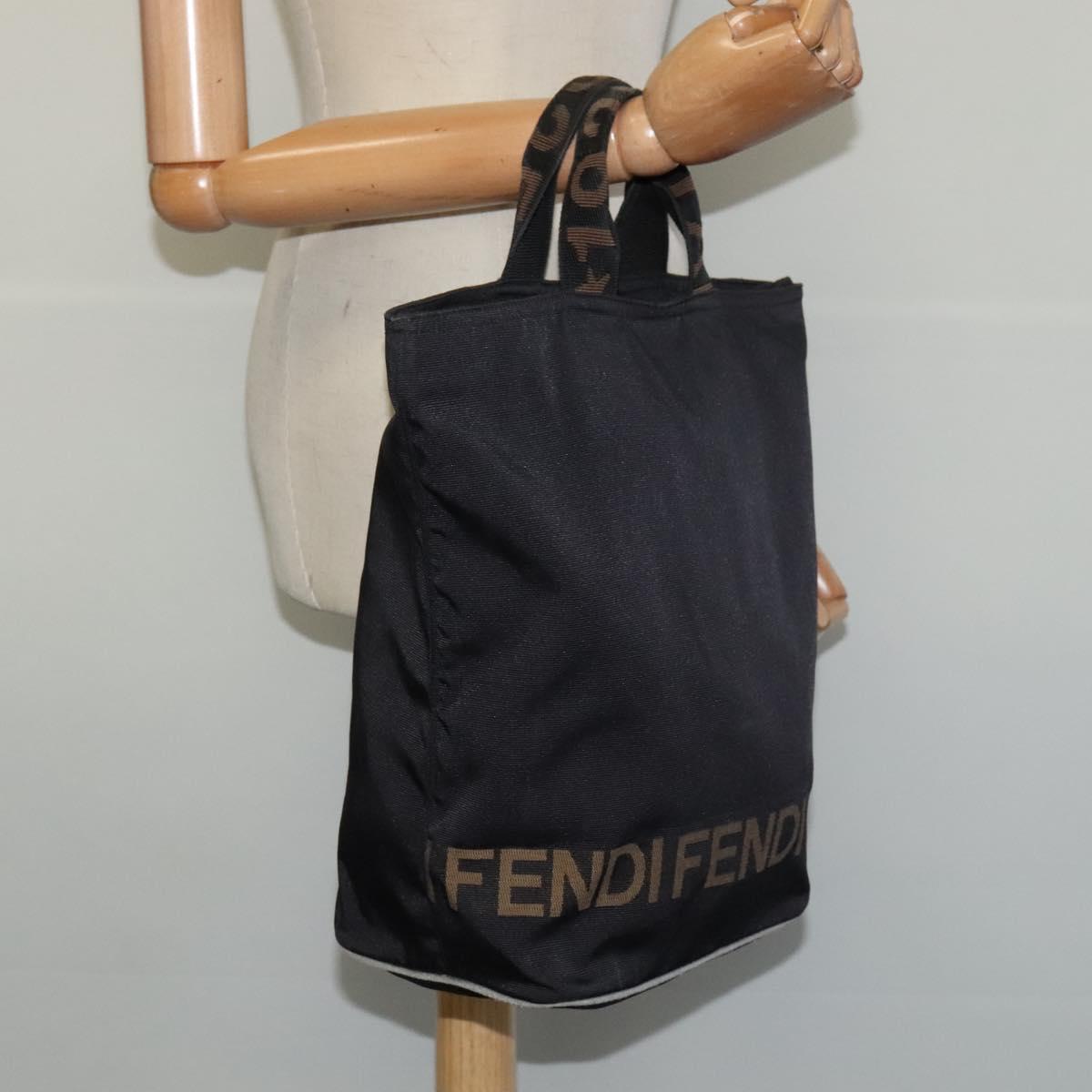 FENDI Hand Bag Nylon Black Auth fm4706