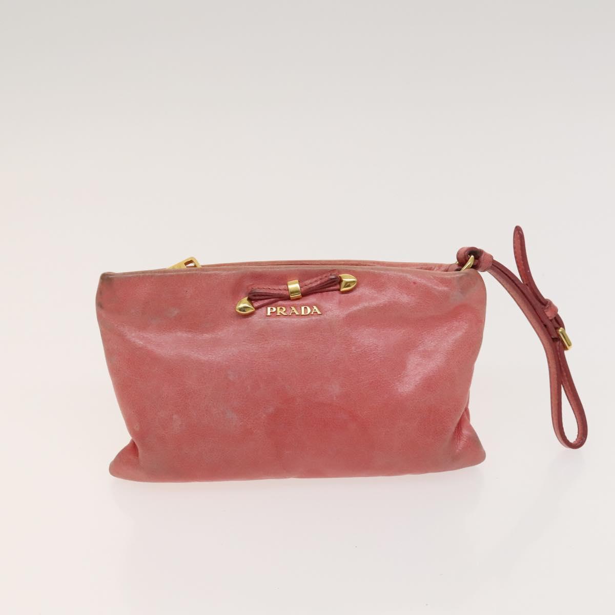 PRADA Hand Bag Nylon Leather 3Set Pink Black Auth fm4723