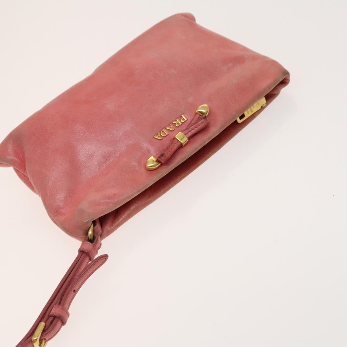 PRADA Hand Bag Nylon Leather 3Set Pink Black Auth fm4723