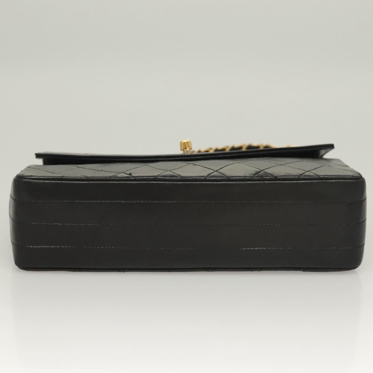 CHANEL Matelasse Chain Shoulder Bag Lamb Skin Black Gold CC Auth fm4732