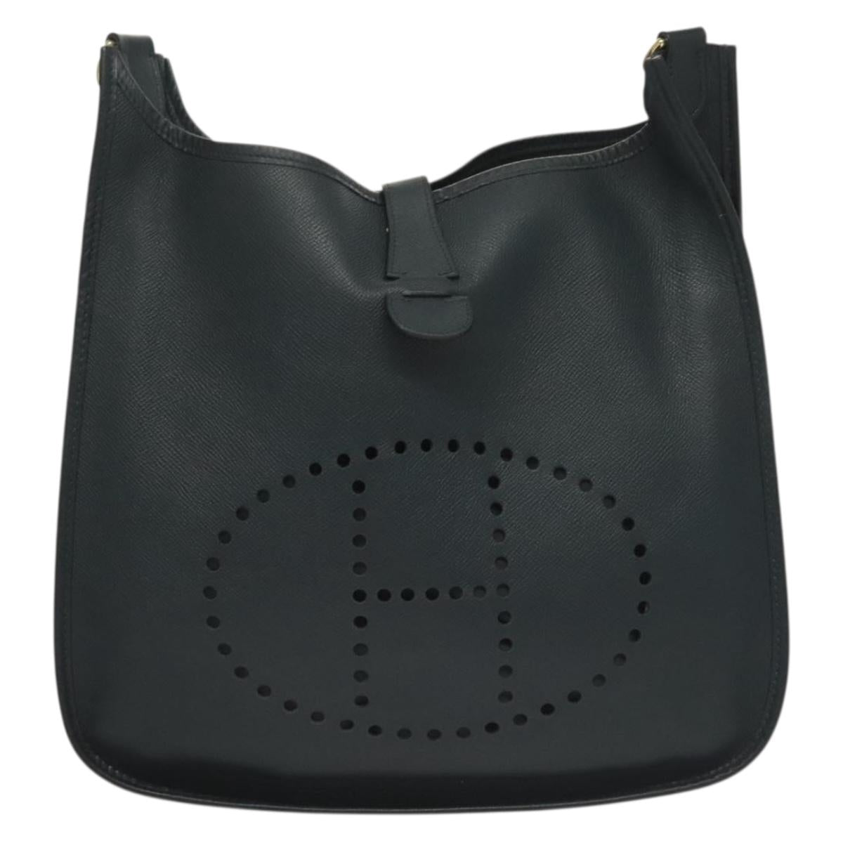 HERMES Evelyn 1 GM Shoulder Bag Courchevel Navy Auth fm4738