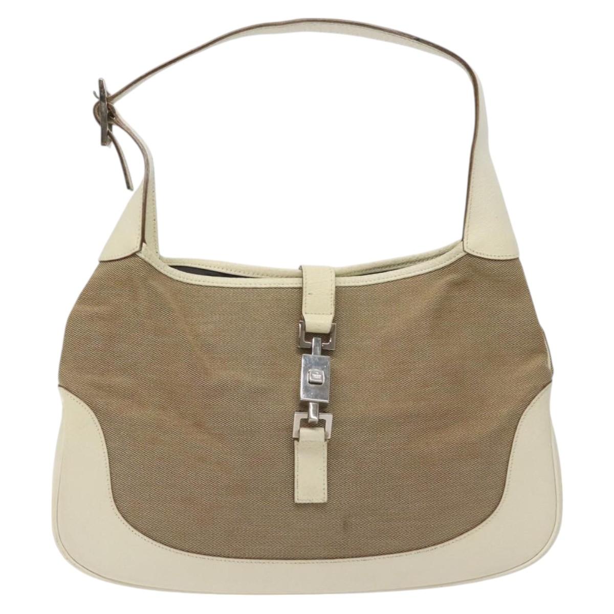 GUCCI Shoulder Bag Leather Beige Silver 001 3306 1705 Auth fm4741