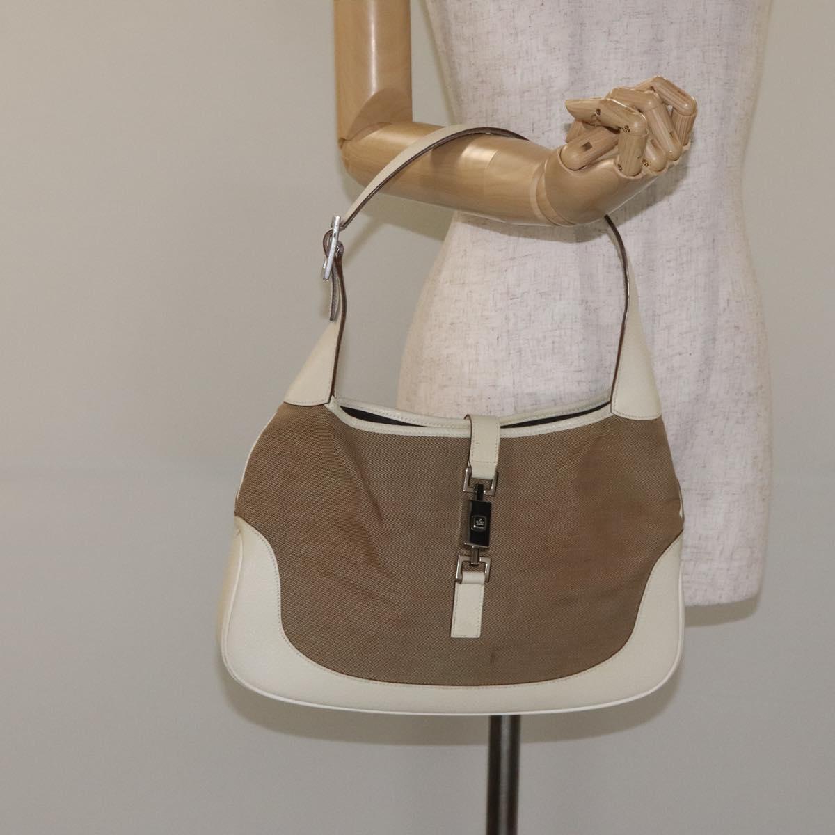 GUCCI Shoulder Bag Leather Beige Silver 001 3306 1705 Auth fm4741