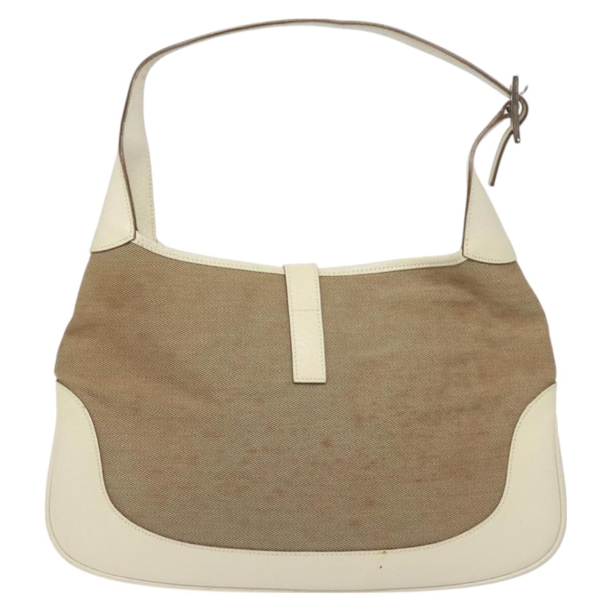 GUCCI Shoulder Bag Leather Beige Silver 001 3306 1705 Auth fm4741