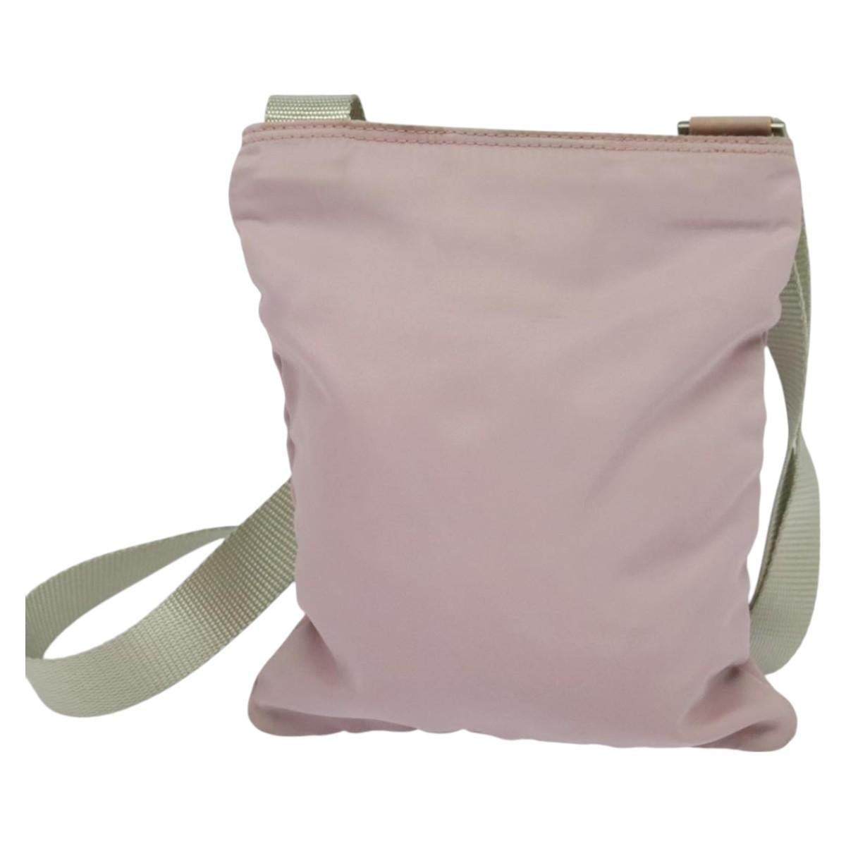 PRADA Shoulder Bag Nylon Pink Silver Auth fm4754