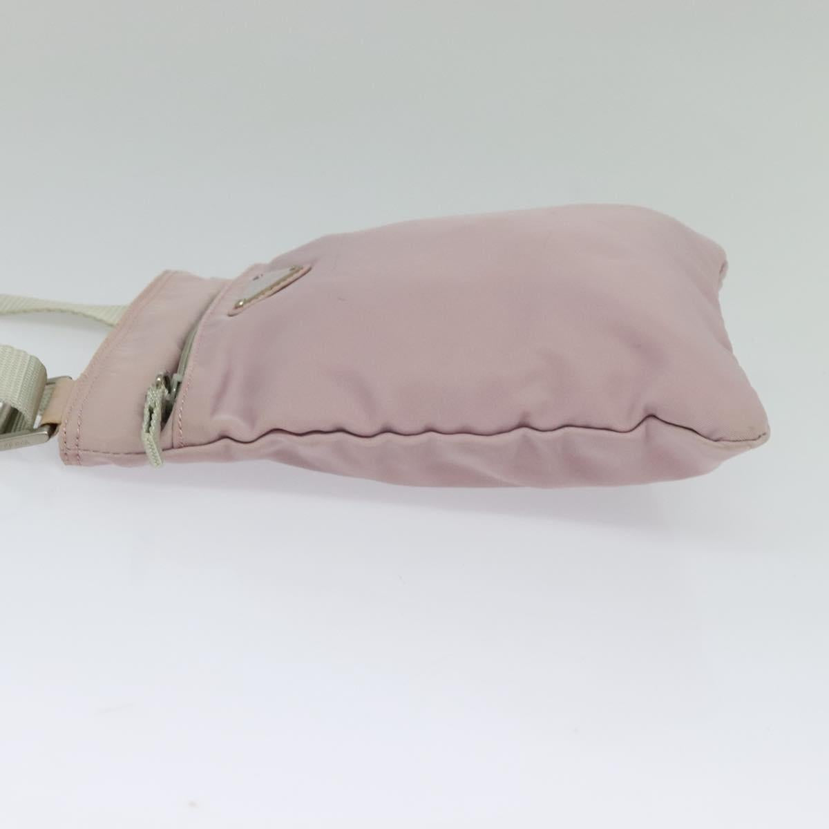 PRADA Shoulder Bag Nylon Pink Silver Auth fm4754