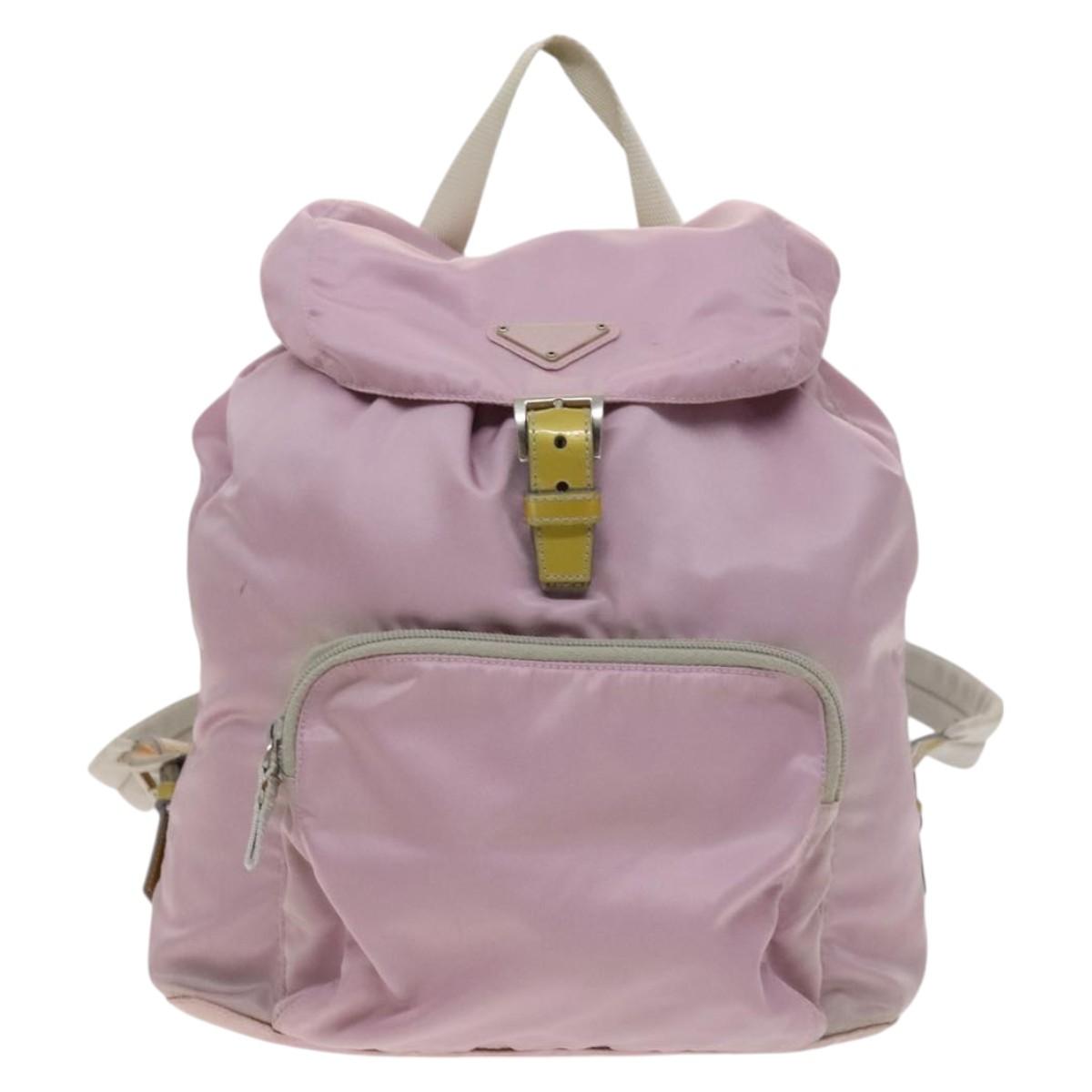 PRADA Backpack Nylon Pink Silver Auth fm4758