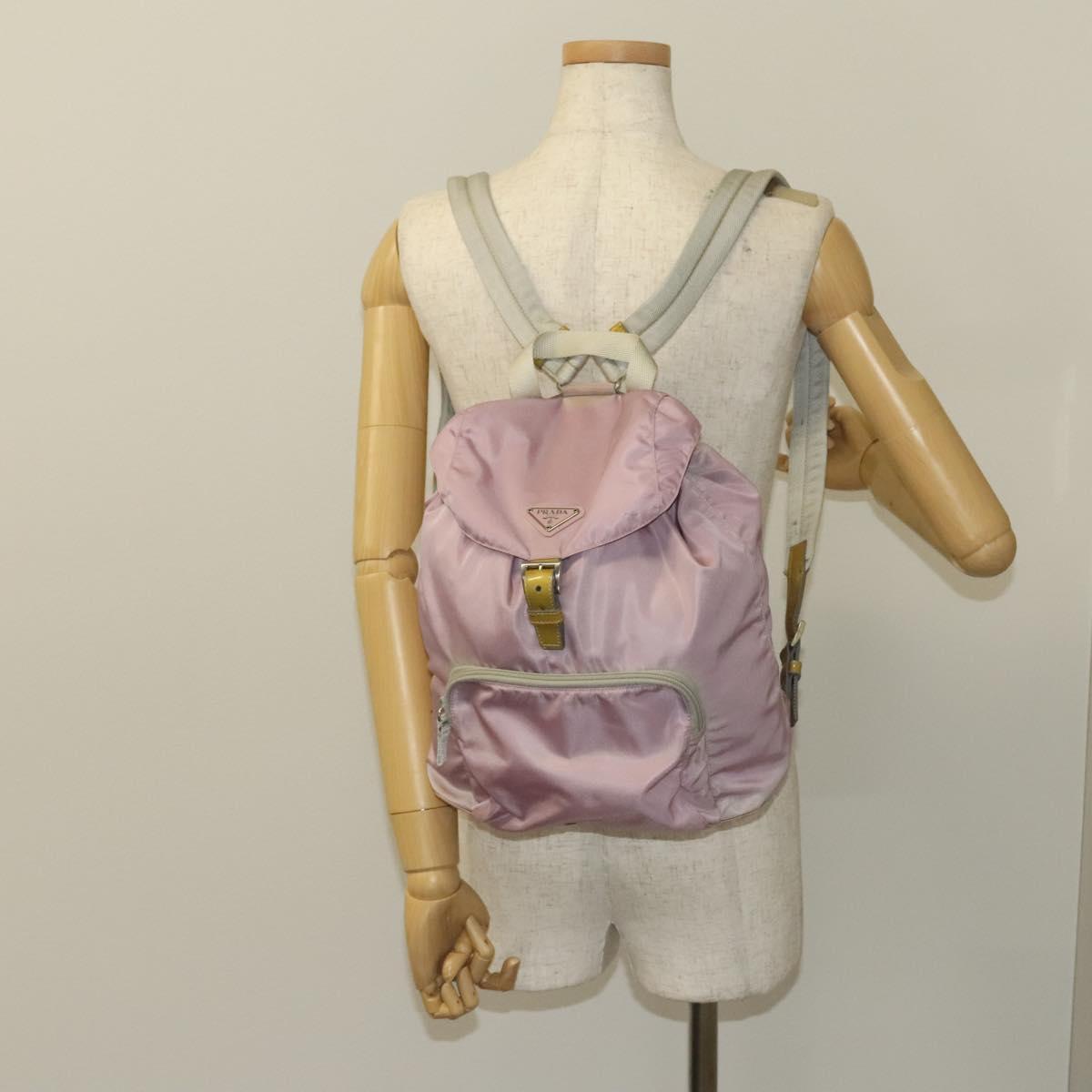 PRADA Backpack Nylon Pink Silver Auth fm4758