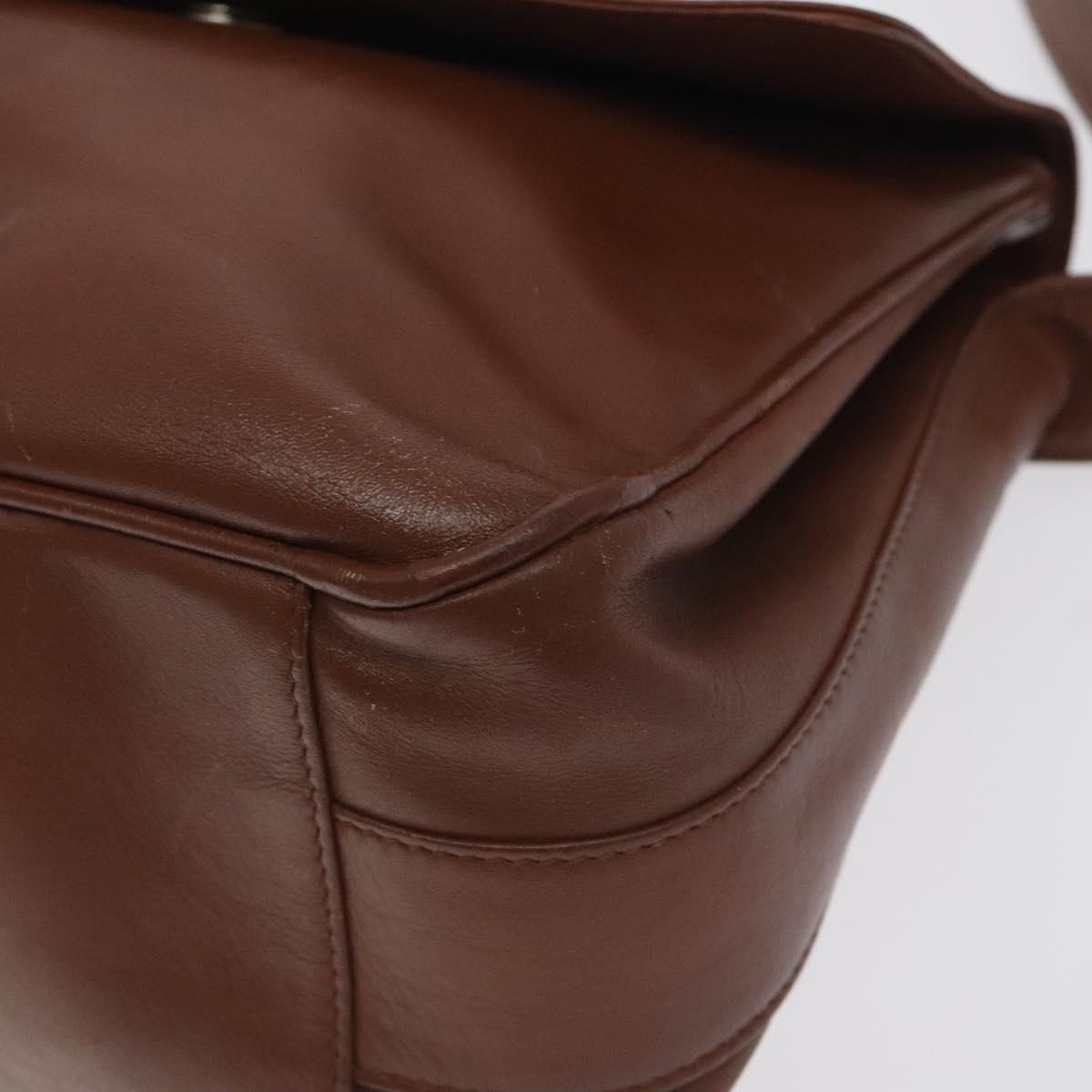 GUCCI Bamboo Shoulder Bag Leather Brown Gold 001 14 1571 Auth fm4767