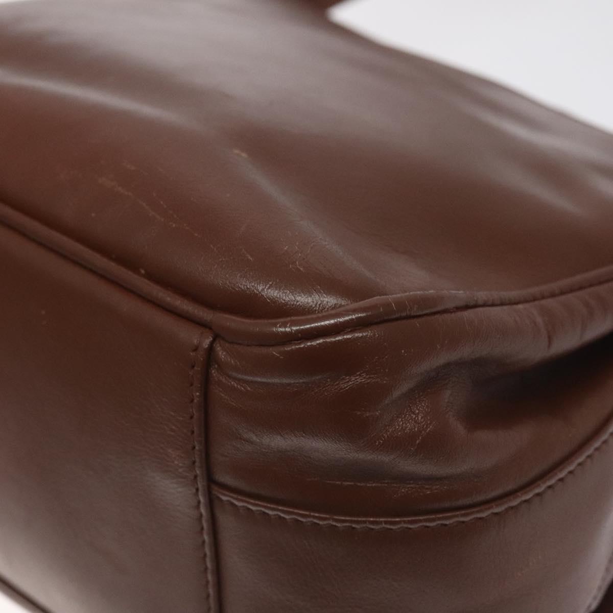 GUCCI Bamboo Shoulder Bag Leather Brown Gold 001 14 1571 Auth fm4767