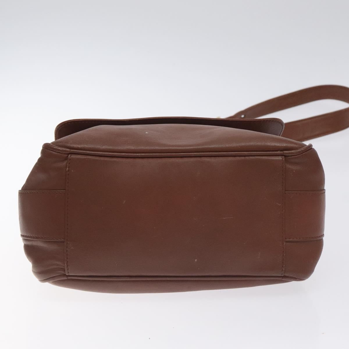 GUCCI Bamboo Shoulder Bag Leather Brown Gold 001 14 1571 Auth fm4767