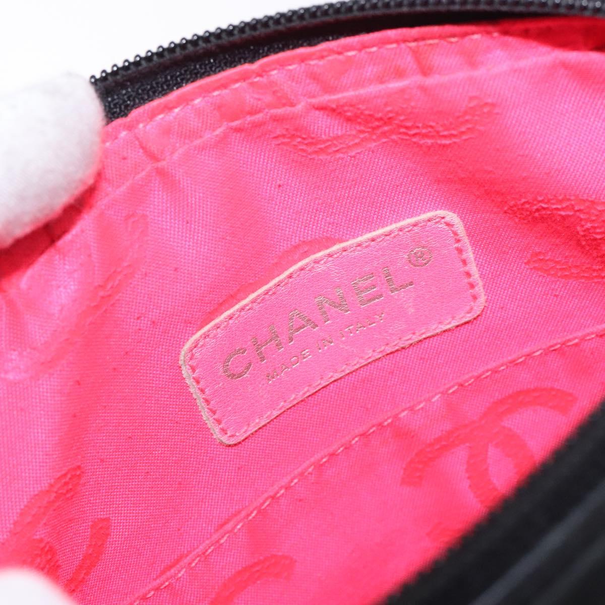 CHANEL Medium Pochette Shoulder Bag Cambon Line Leather Black Silver Auth fm4781