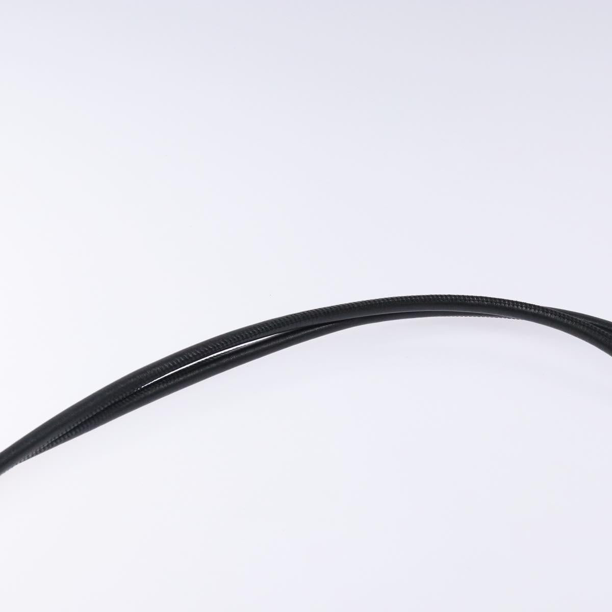 CHANEL Medium Pochette Shoulder Bag Cambon Line Leather Black Silver Auth fm4781