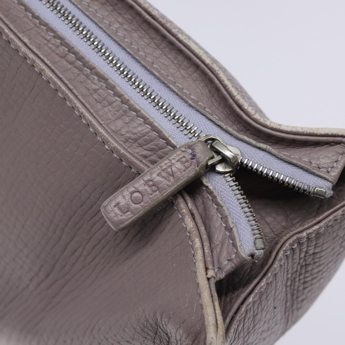 LOEWE Shoulder Bag Leather Gray Silver Auth fm4815