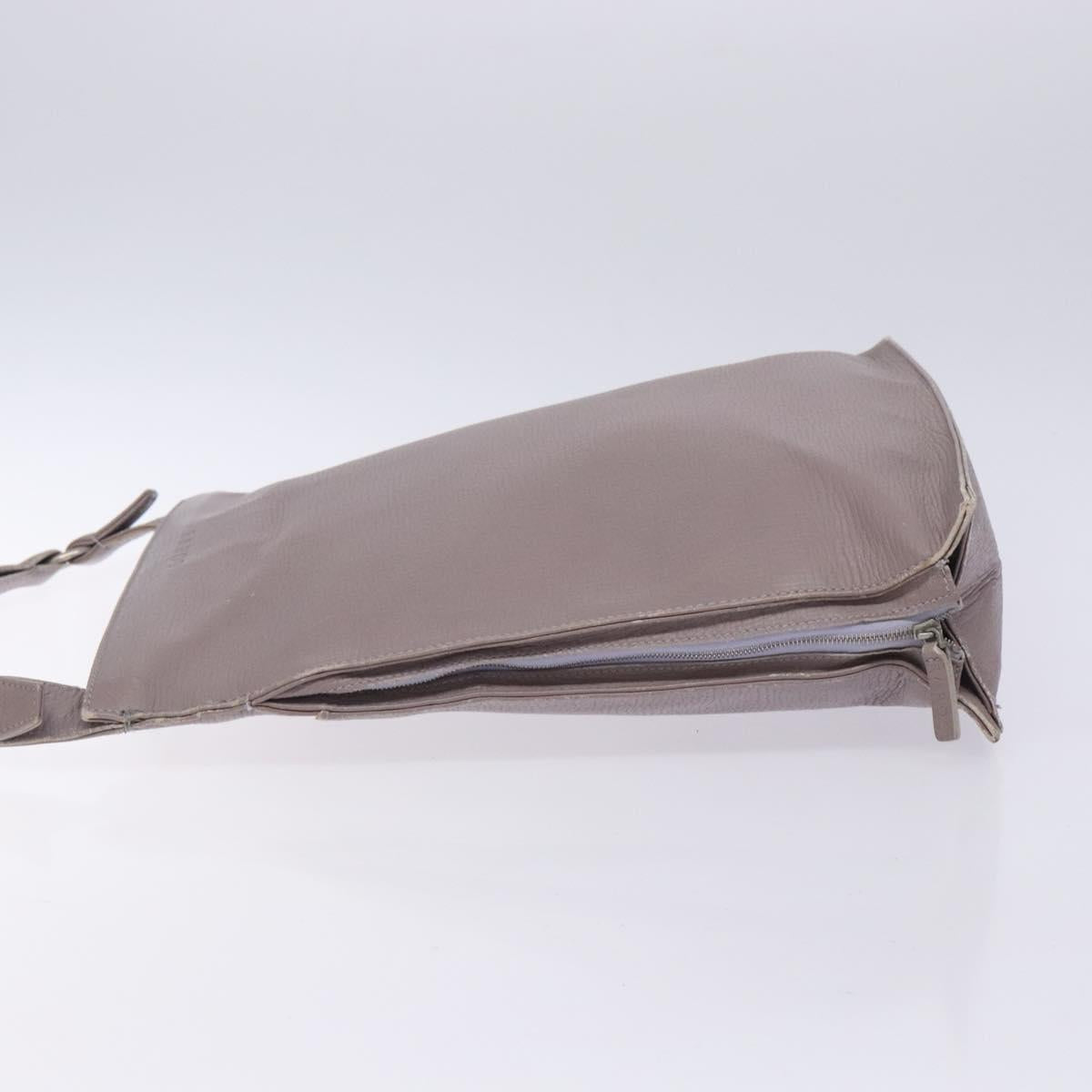 LOEWE Shoulder Bag Leather Gray Silver Auth fm4815