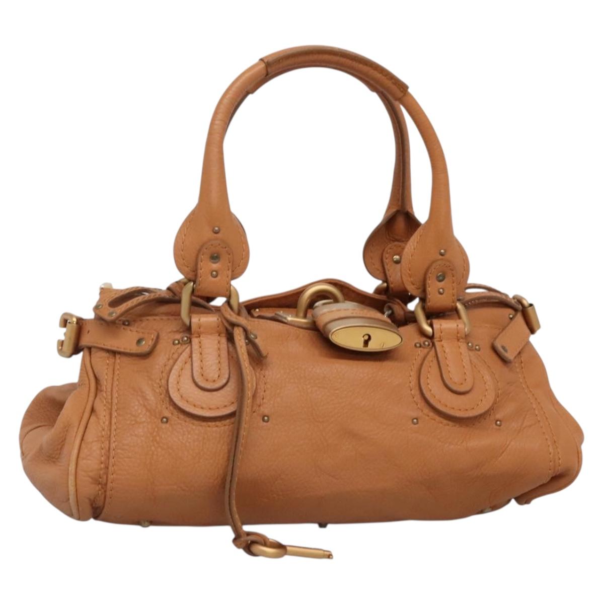 Chloe Paddington Shoulder Bag Leather Brown Gold Silver Auth fm4818