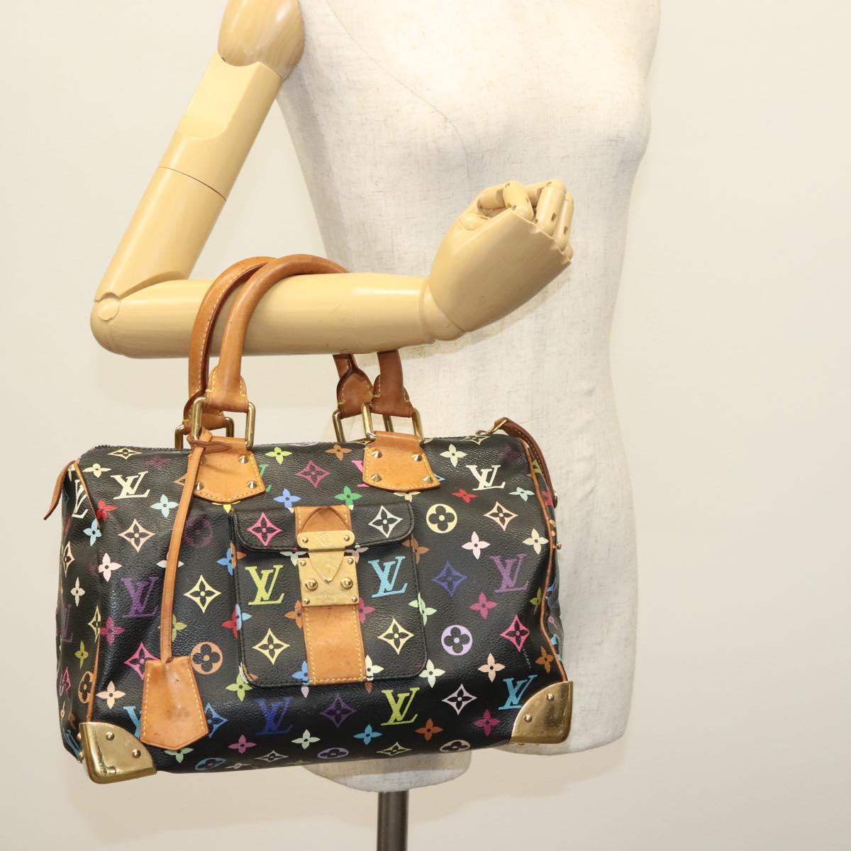 LOUIS VUITTON Monogram Multicolor Speedy 30 Hand Bag Black M92642 LV Auth fm4819