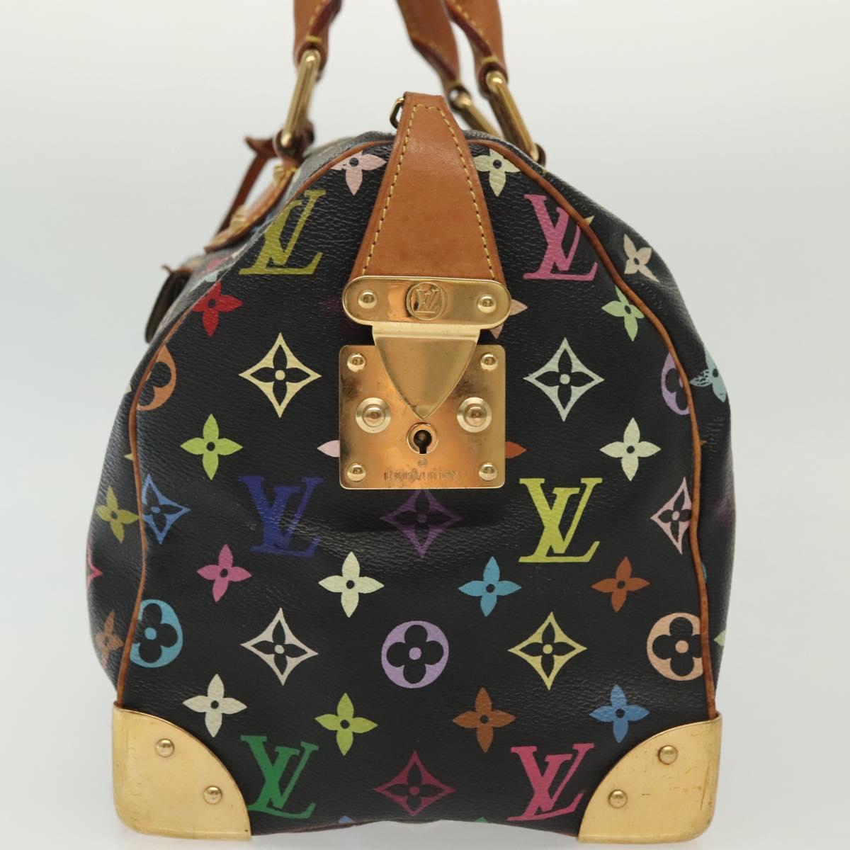 LOUIS VUITTON Monogram Multicolor Speedy 30 Hand Bag Black M92642 LV Auth fm4819