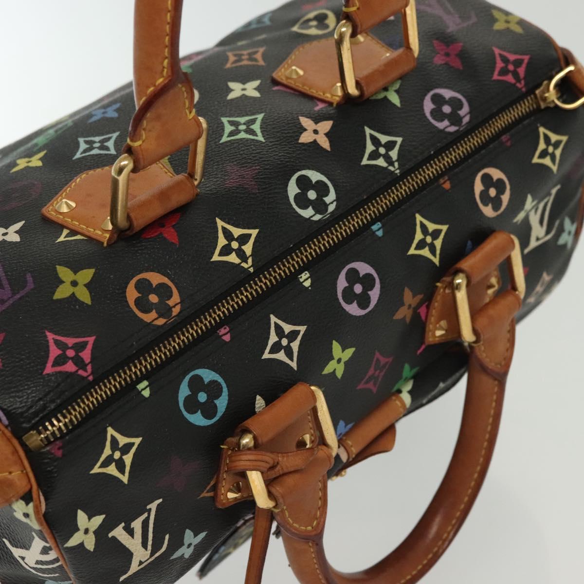 LOUIS VUITTON Monogram Multicolor Speedy 30 Hand Bag Black M92642 LV Auth fm4819