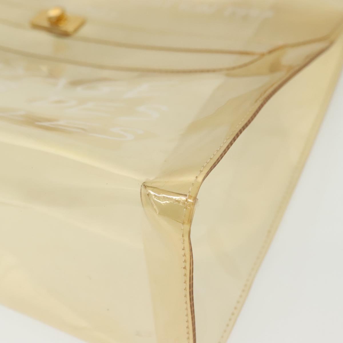 HERMES Vinyl Kelly Hand Bag Vinyl Clear Auth fm4824