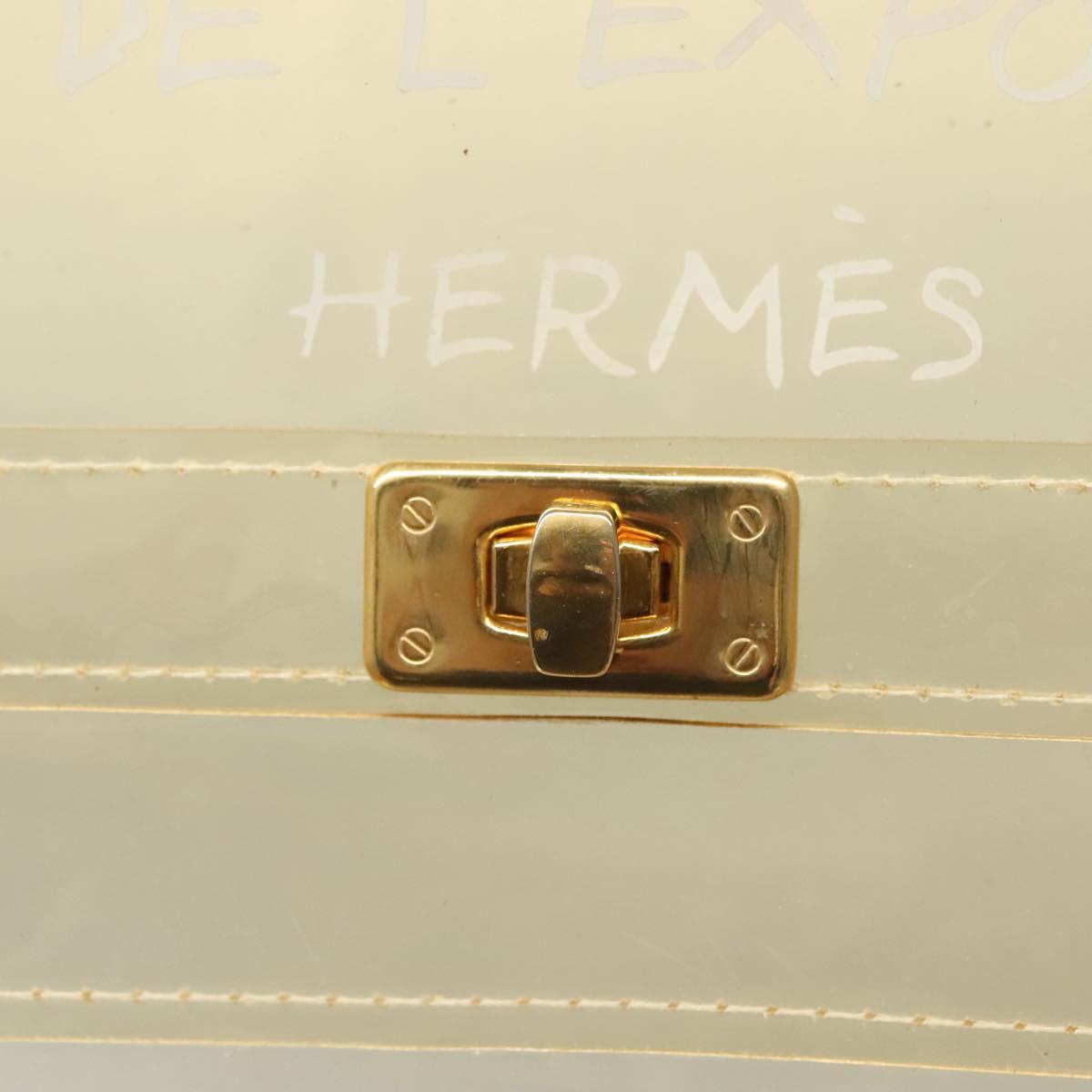 HERMES Vinyl Kelly Hand Bag Vinyl Clear Auth fm4824