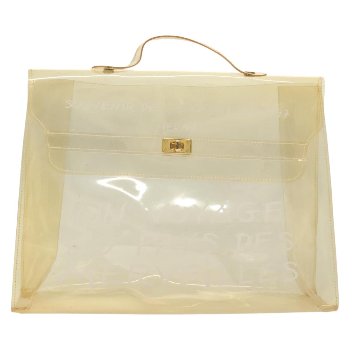 HERMES Vinyl Kelly Hand Bag Vinyl Clear Auth fm4824
