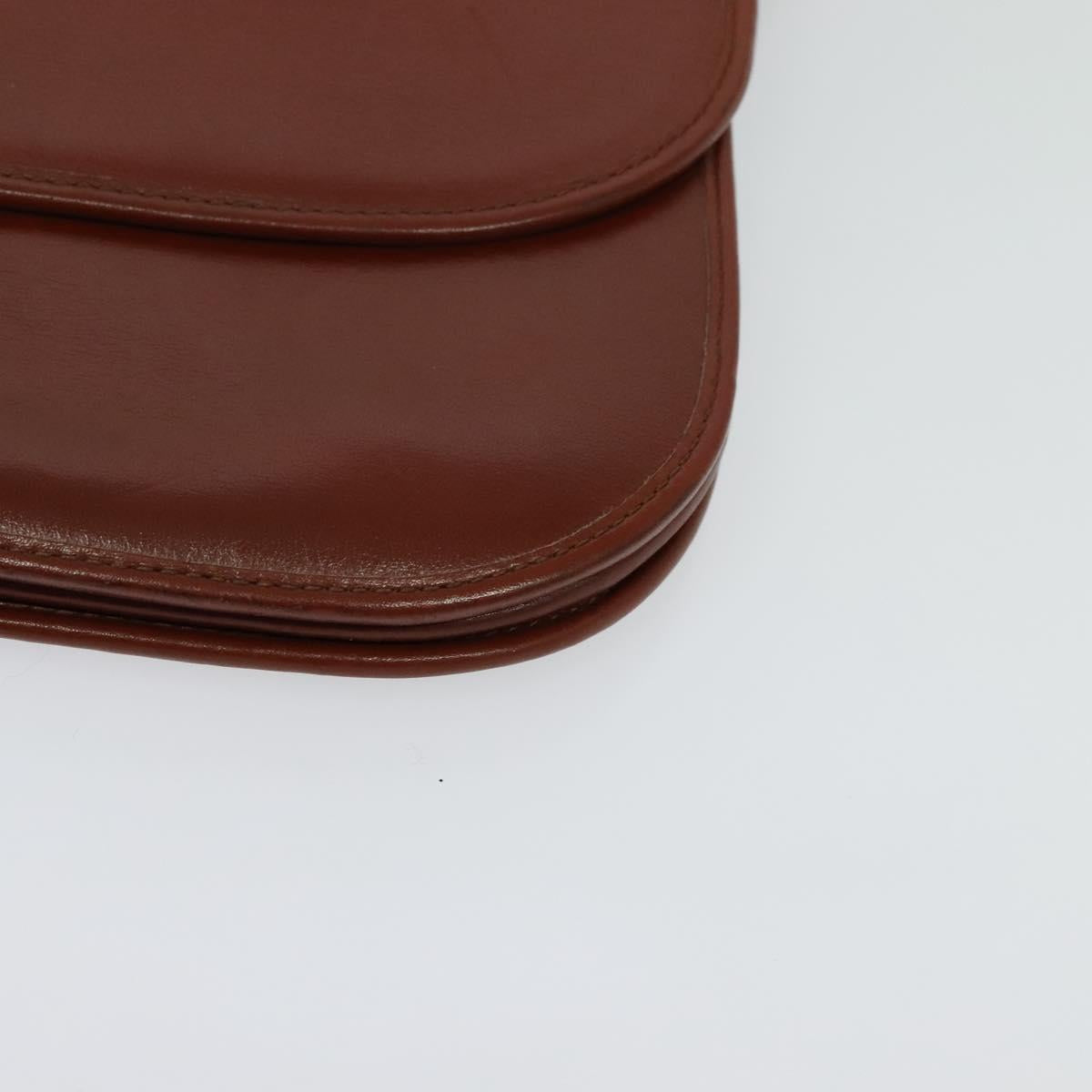 Christian Dior Shoulder Bag Leather Brown Gold Auth fm4829