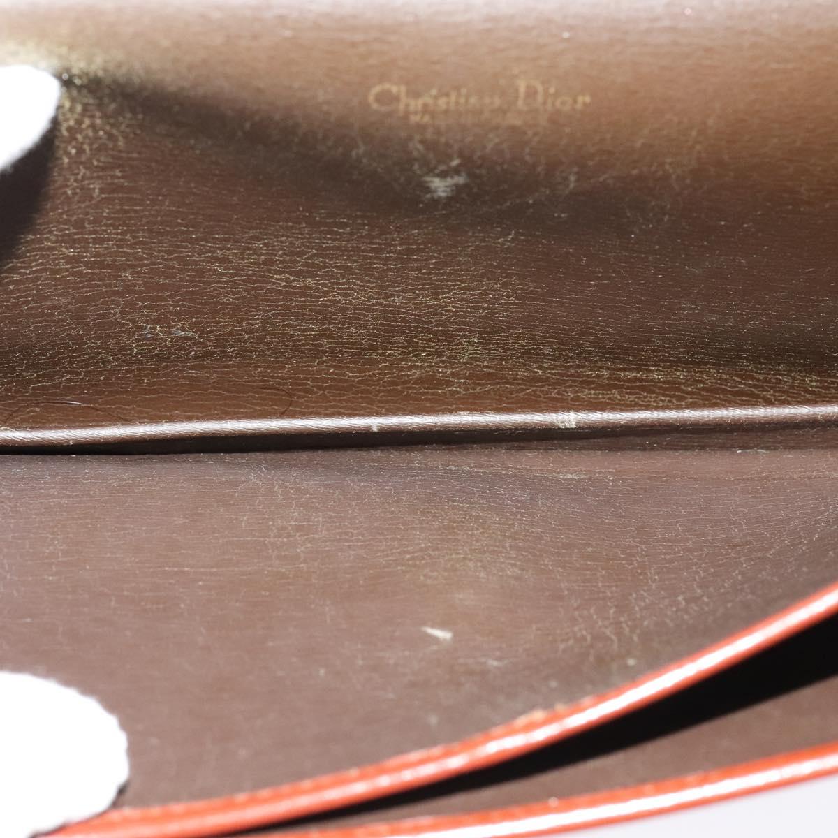 Christian Dior Shoulder Bag Leather Brown Gold Auth fm4829