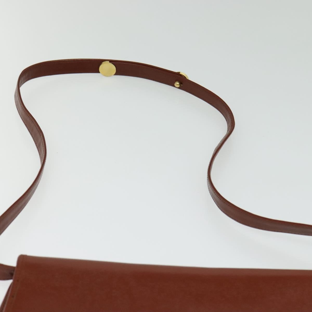 Christian Dior Shoulder Bag Leather Brown Gold Auth fm4829