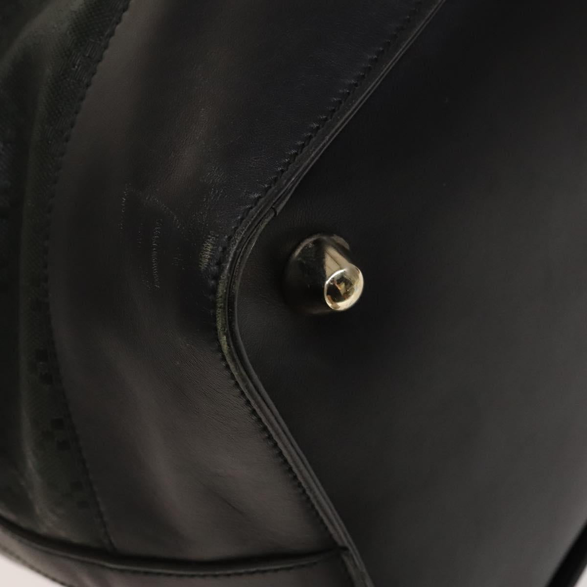 GUCCI Diamante Boston Bag PVC Khaki Black gold Auth fm4834