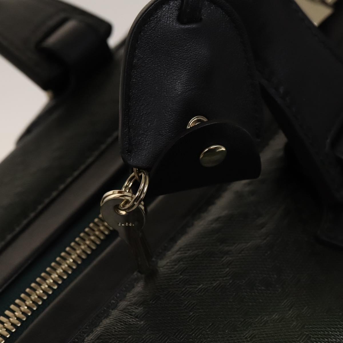 GUCCI Diamante Boston Bag PVC Khaki Black gold Auth fm4834