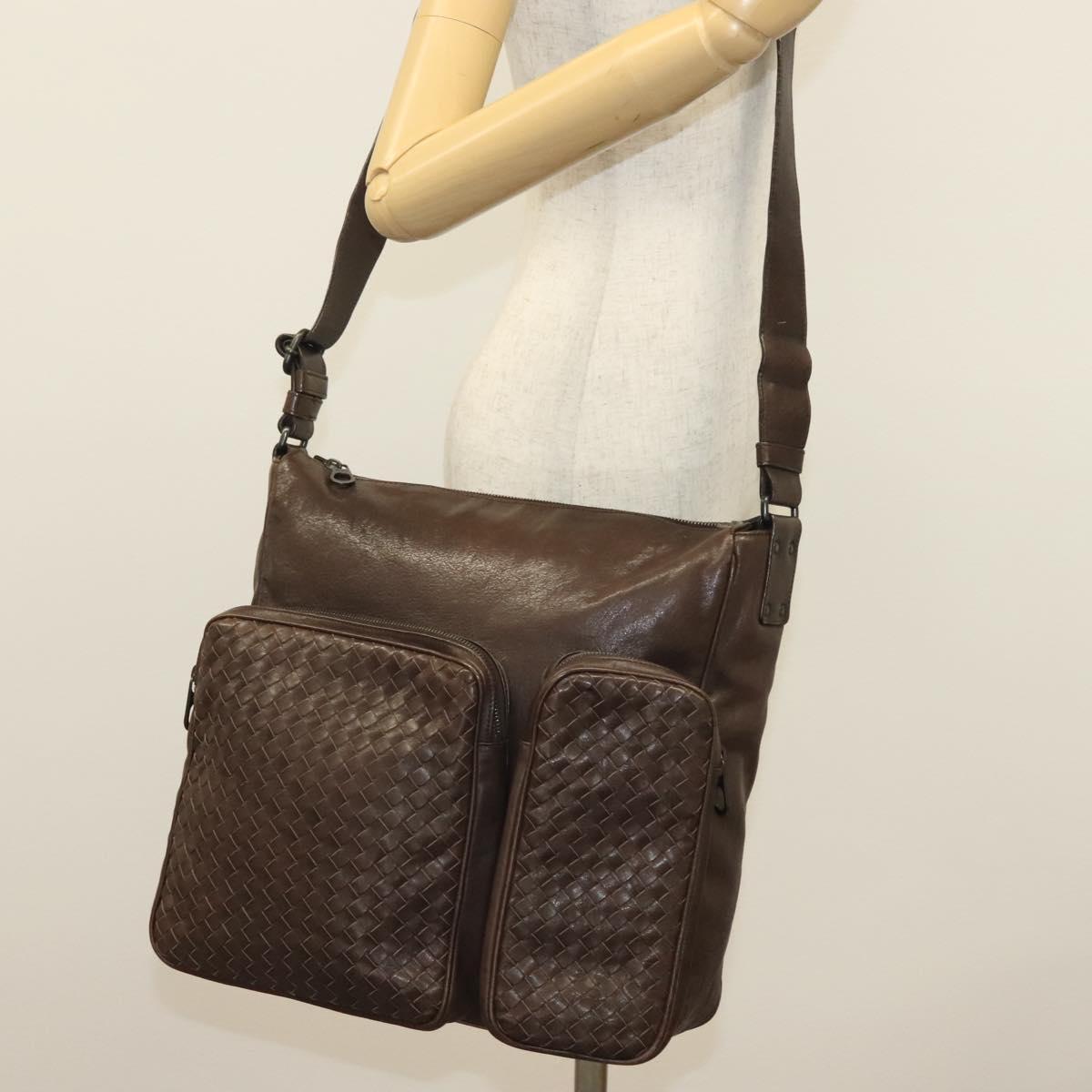 BOTTEGA VENETA INTRECCIATO Shoulder Bag Leather Brown Auth fm4835