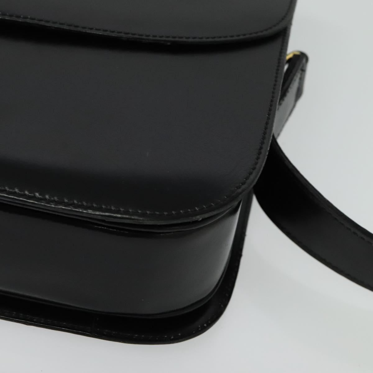 CELINE Shoulder Bag Leather Black Gold Auth fm4838