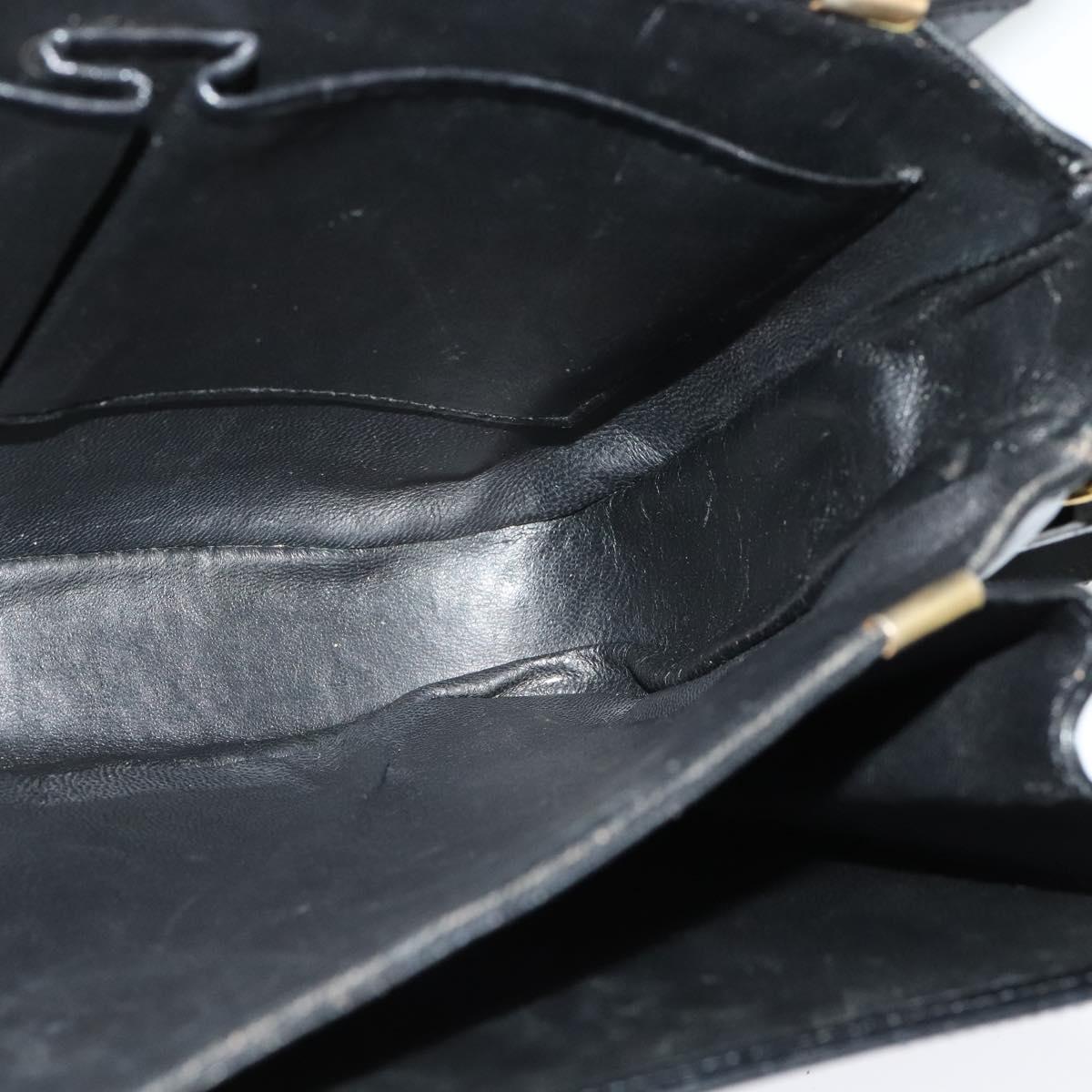 CELINE Shoulder Bag Leather Black Gold Auth fm4838
